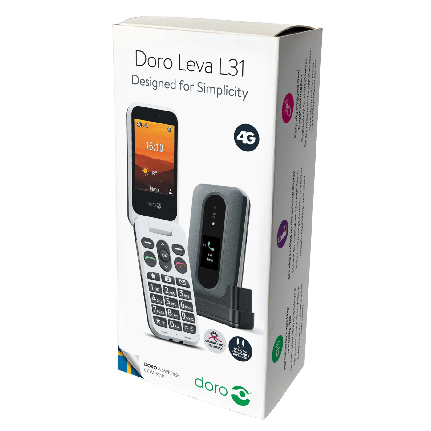 Doro Leva L31 mobiltelefon 4G Svart/vit