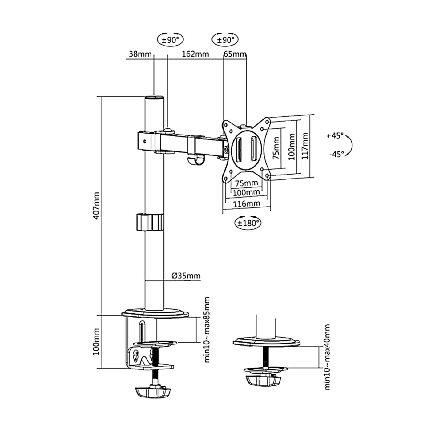 LogiLink Bordsfäste för datorskärm 17–32”