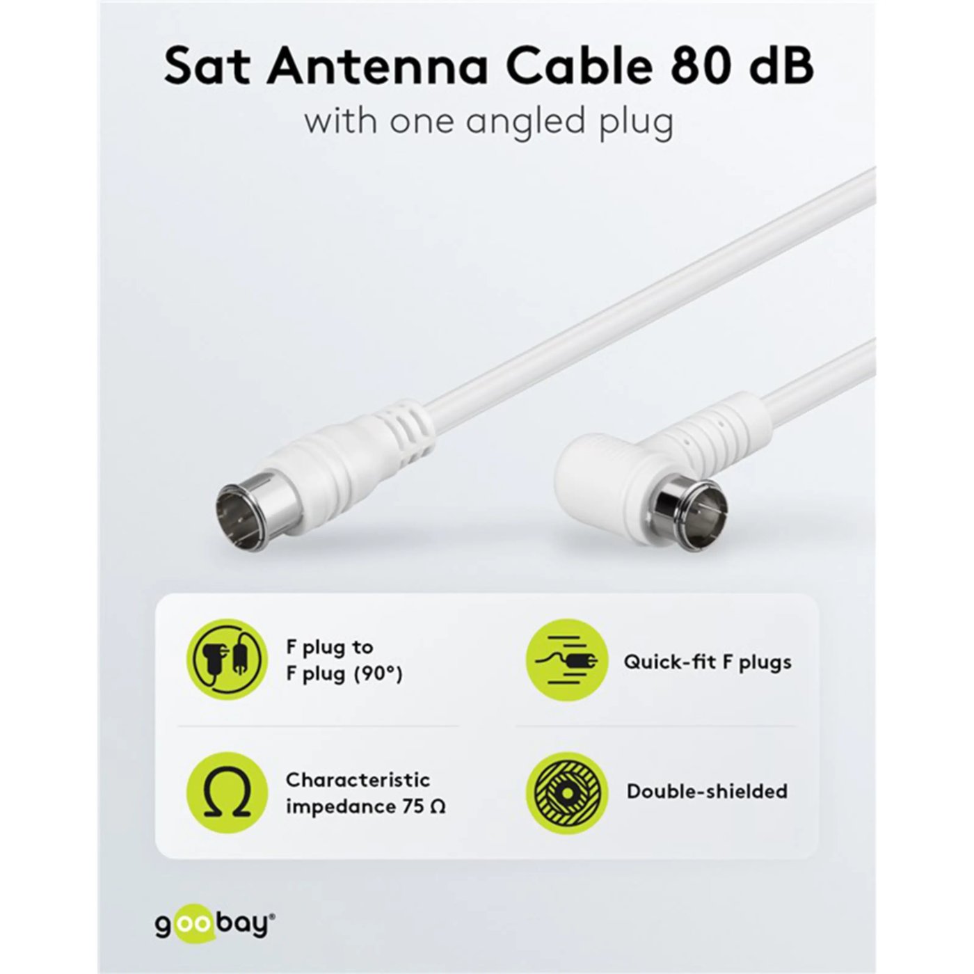 F-kabel Hvit vinklett 5 m