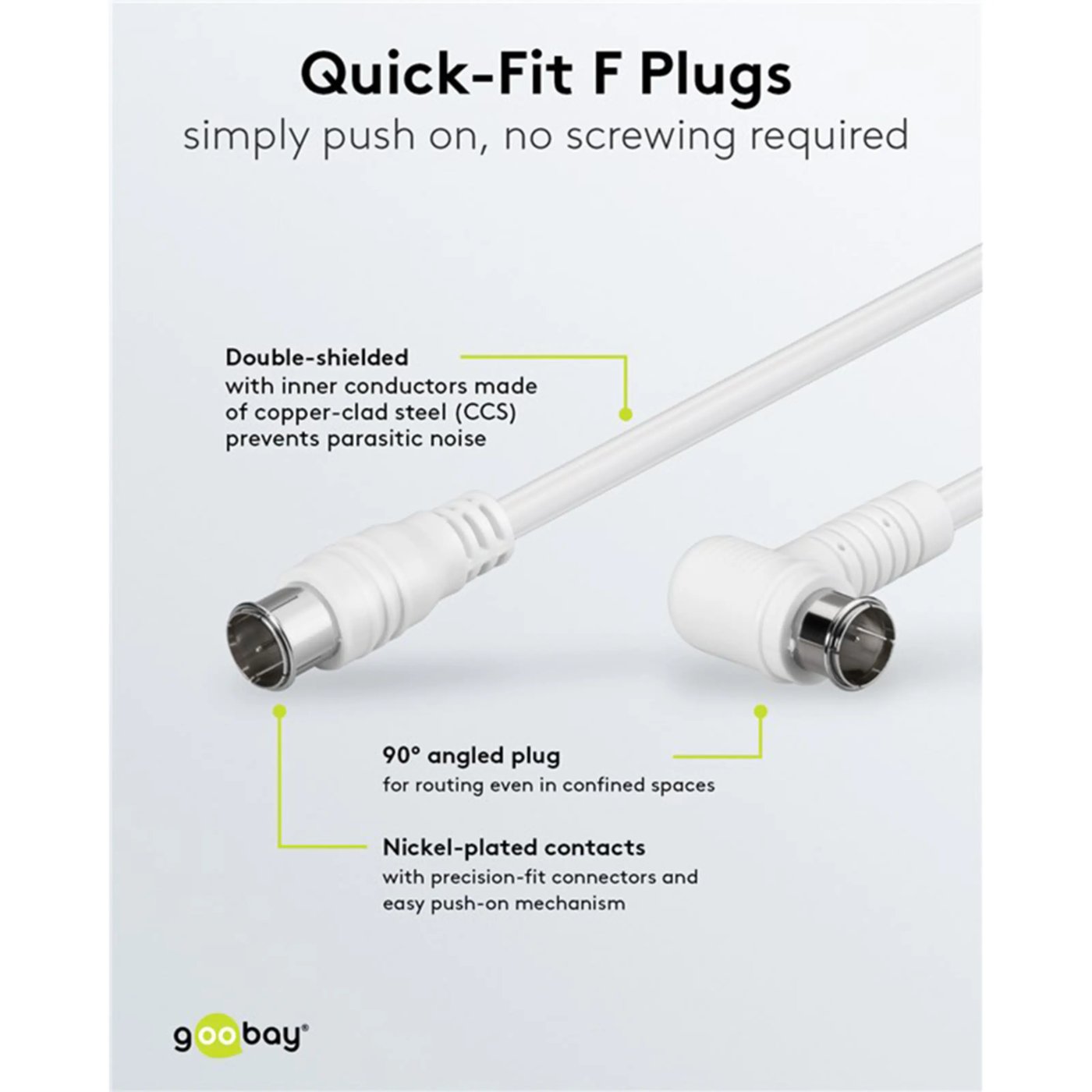 F-kabel Hvit vinklett 5 m