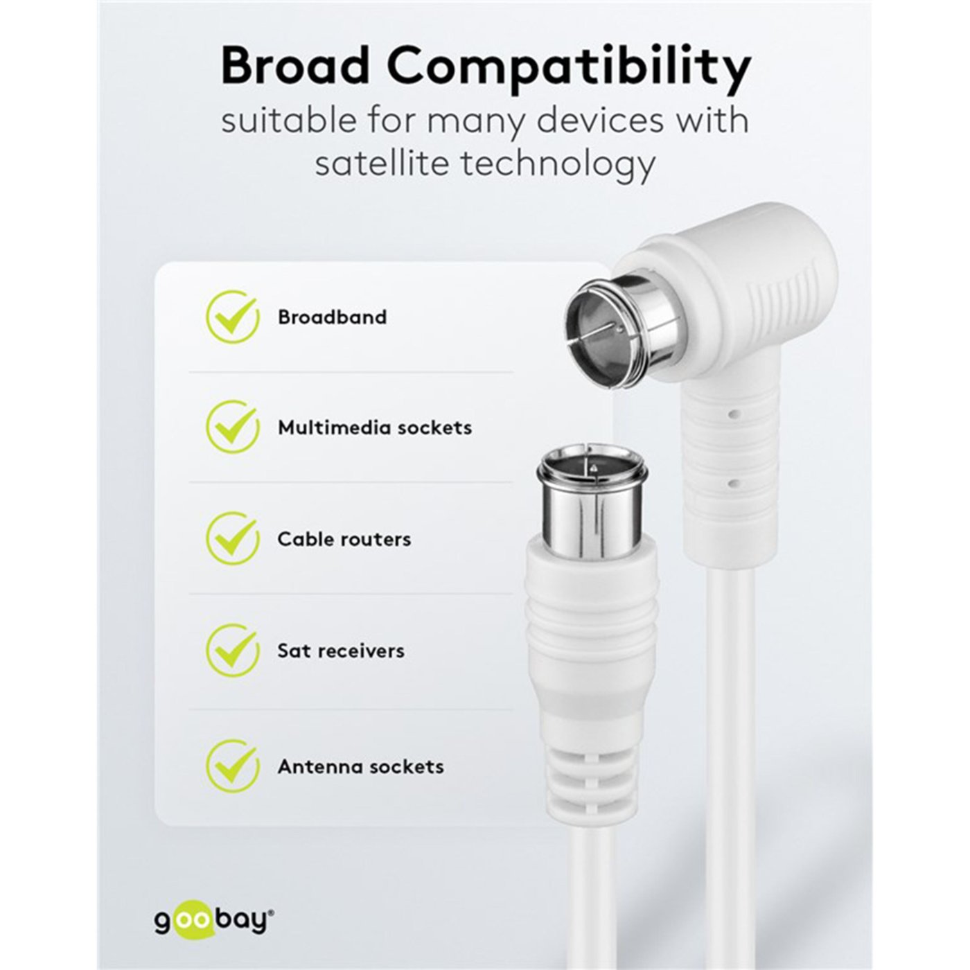 F-kabel Vit vinklad 5 m