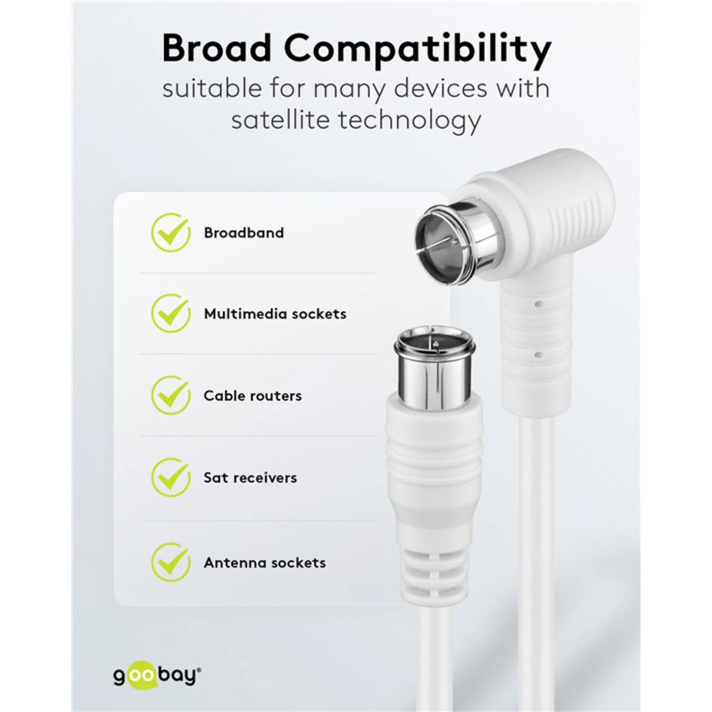 F-kabel Hvit vinklett 5 m