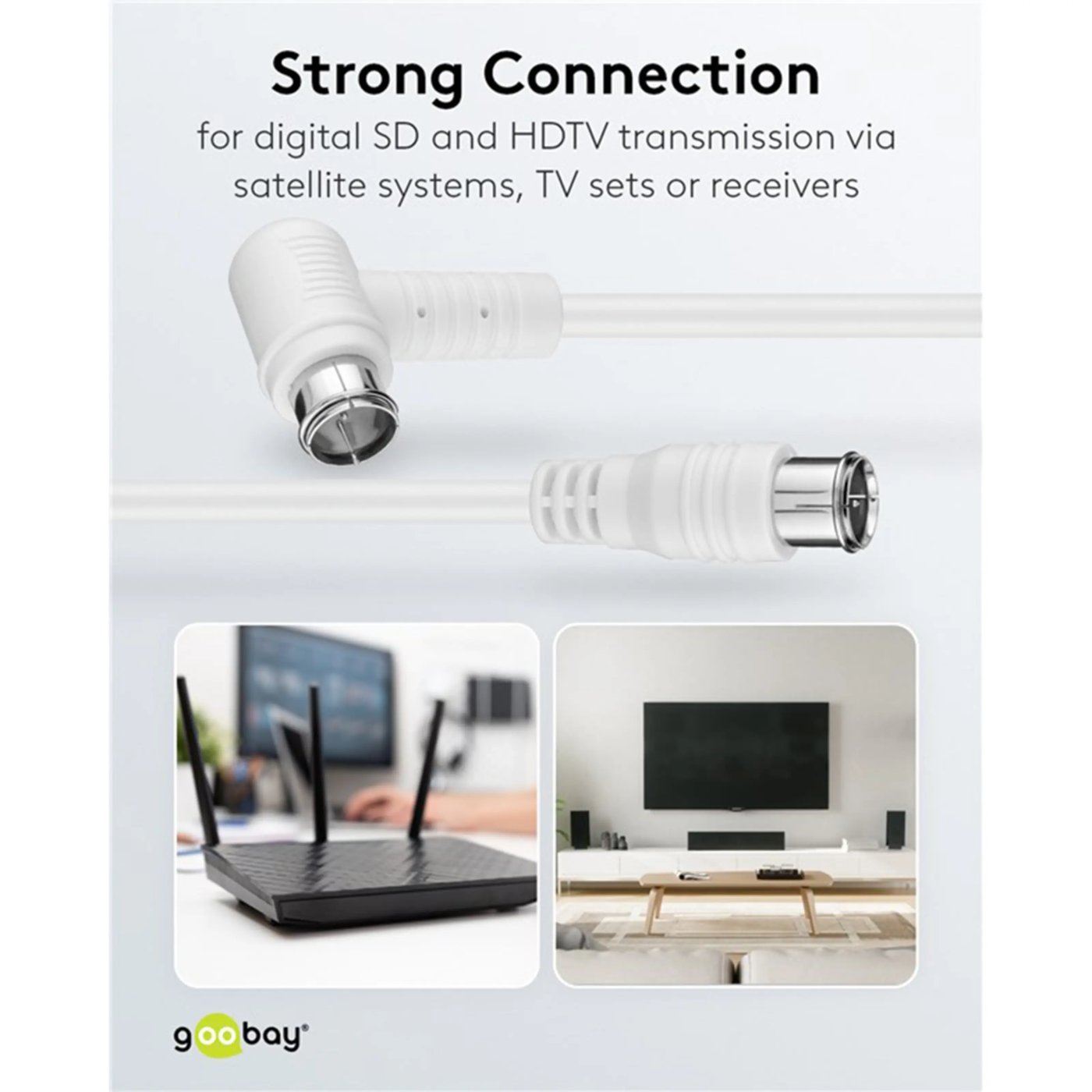 F-kabel Hvit vinklett 5 m