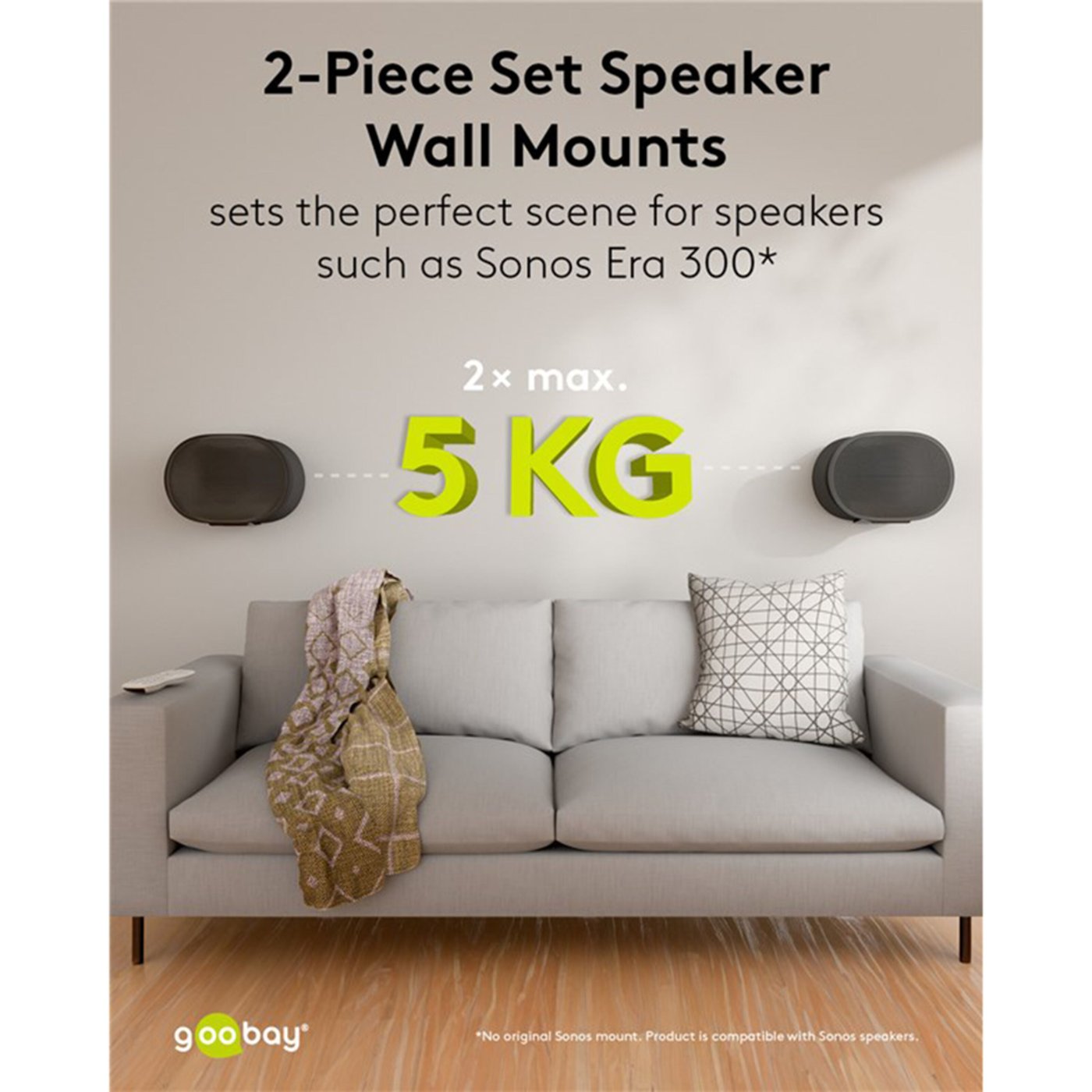 2-pakke Høyttalerfeste for Sonos Era 300 Svart