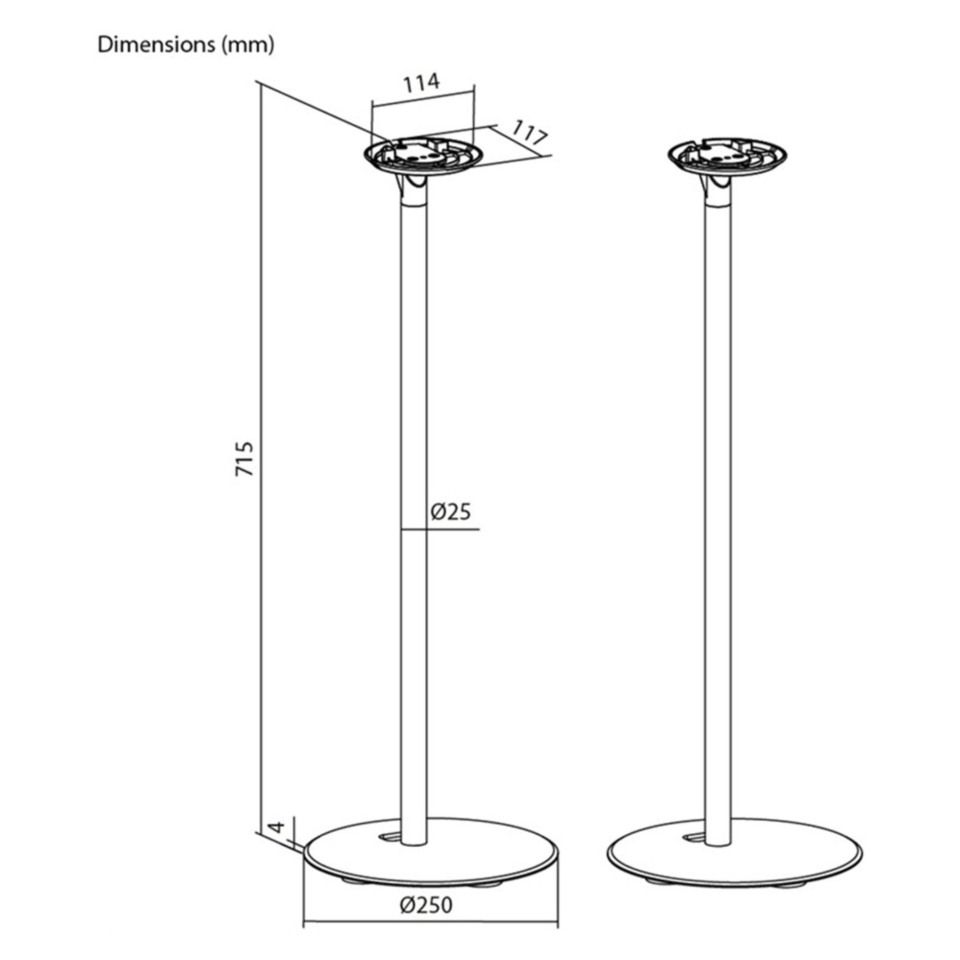 Høyttalerstativ for Sonos Era 100 2-pakke Svart