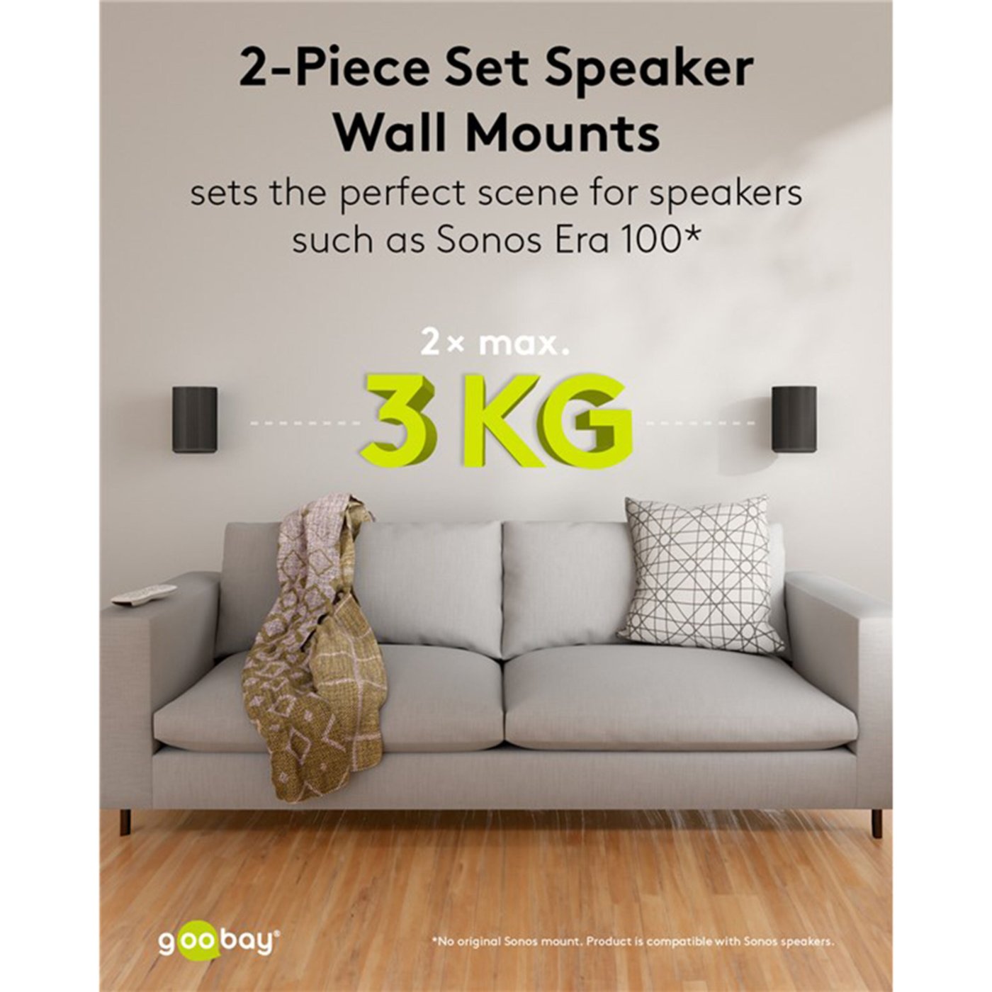 2-pakke Høyttalerfeste for Sonos Era 100 Svart