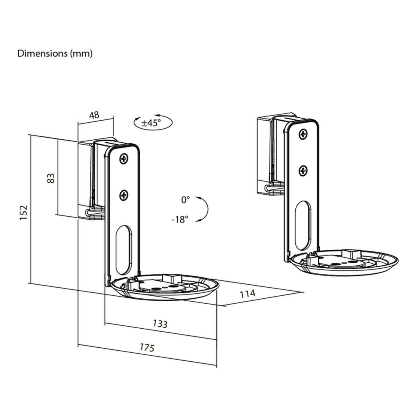 2-pack Högtalarfäste för Sonos Era 100 Vit