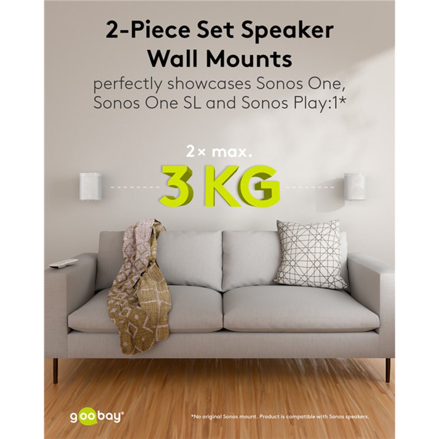 Høyttalerfeste for Sonos One og One SL Hvit