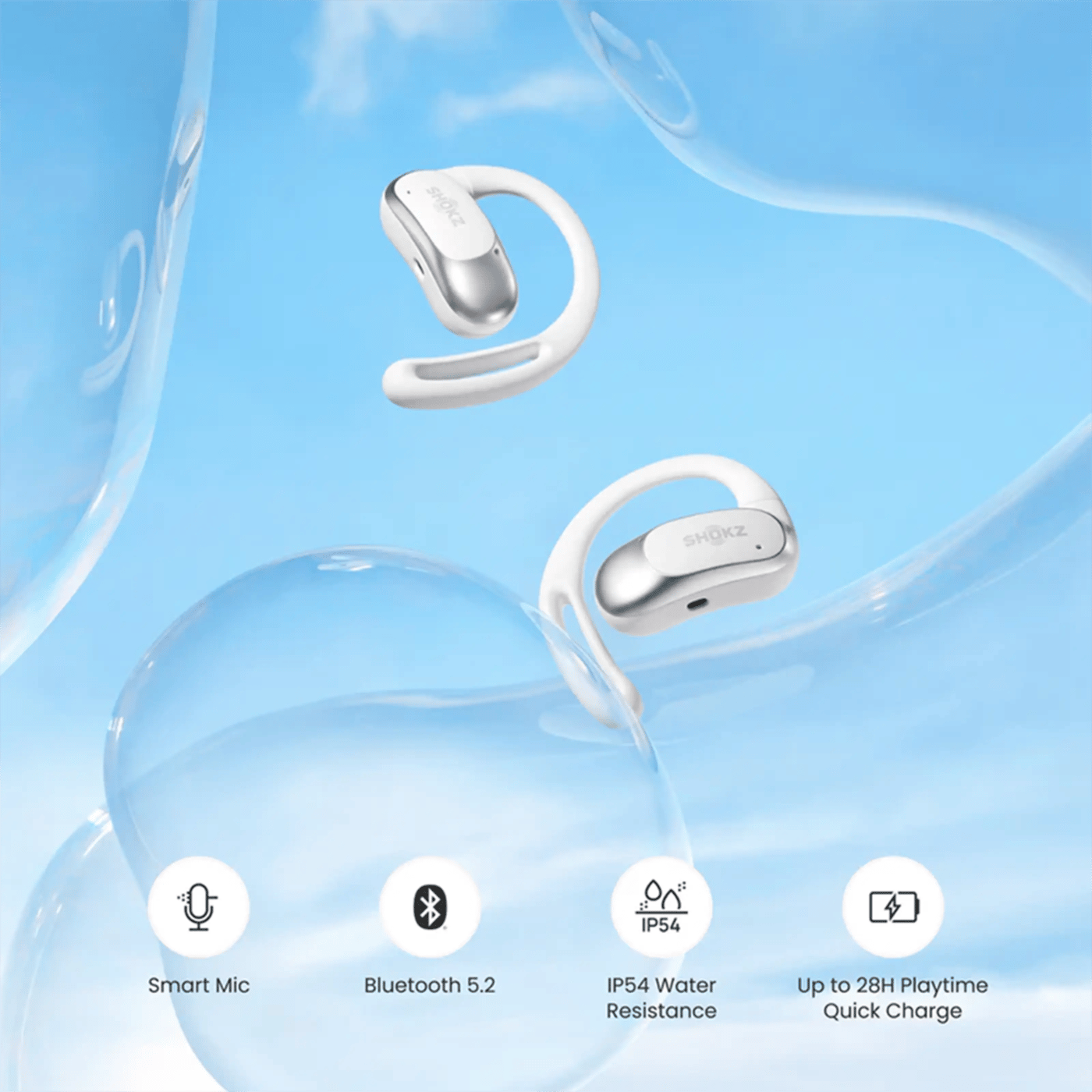 Shokz OpenFit Air Trådlösa hörlurar Vit