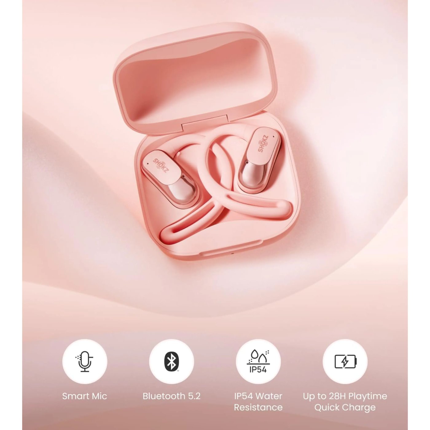 Shokz OpenFit Air Trådløse hodetelefoner Rosa