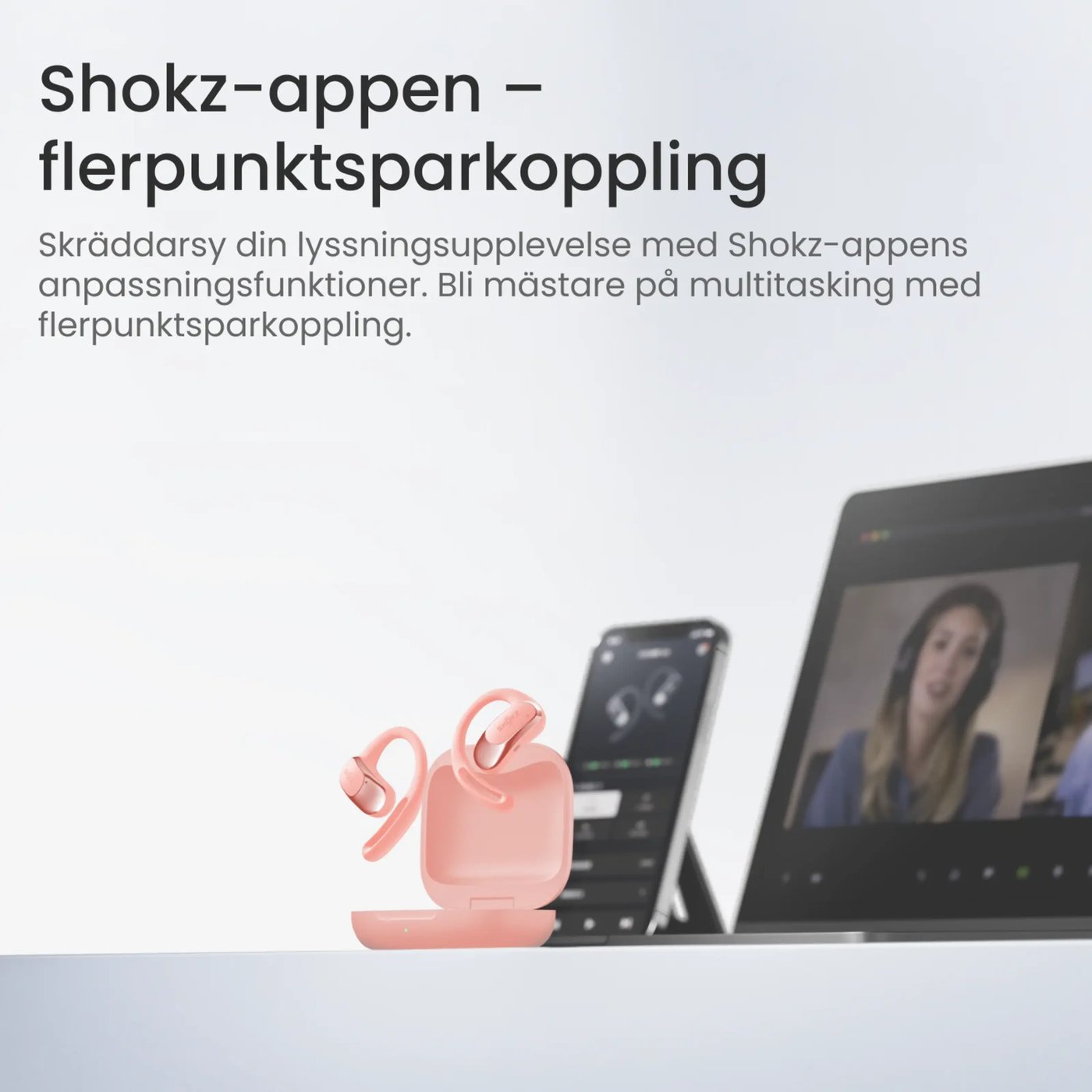 Shokz OpenFit Air Trådlösa hörlurar Rosa