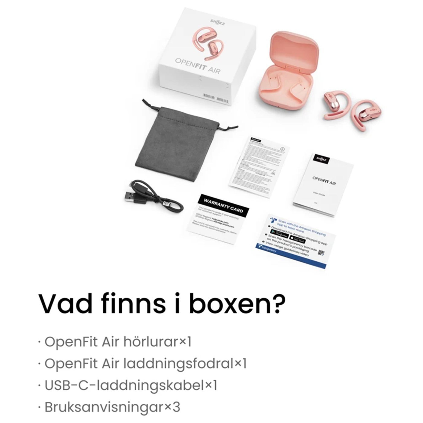 Shokz OpenFit Air Trådlösa hörlurar Rosa