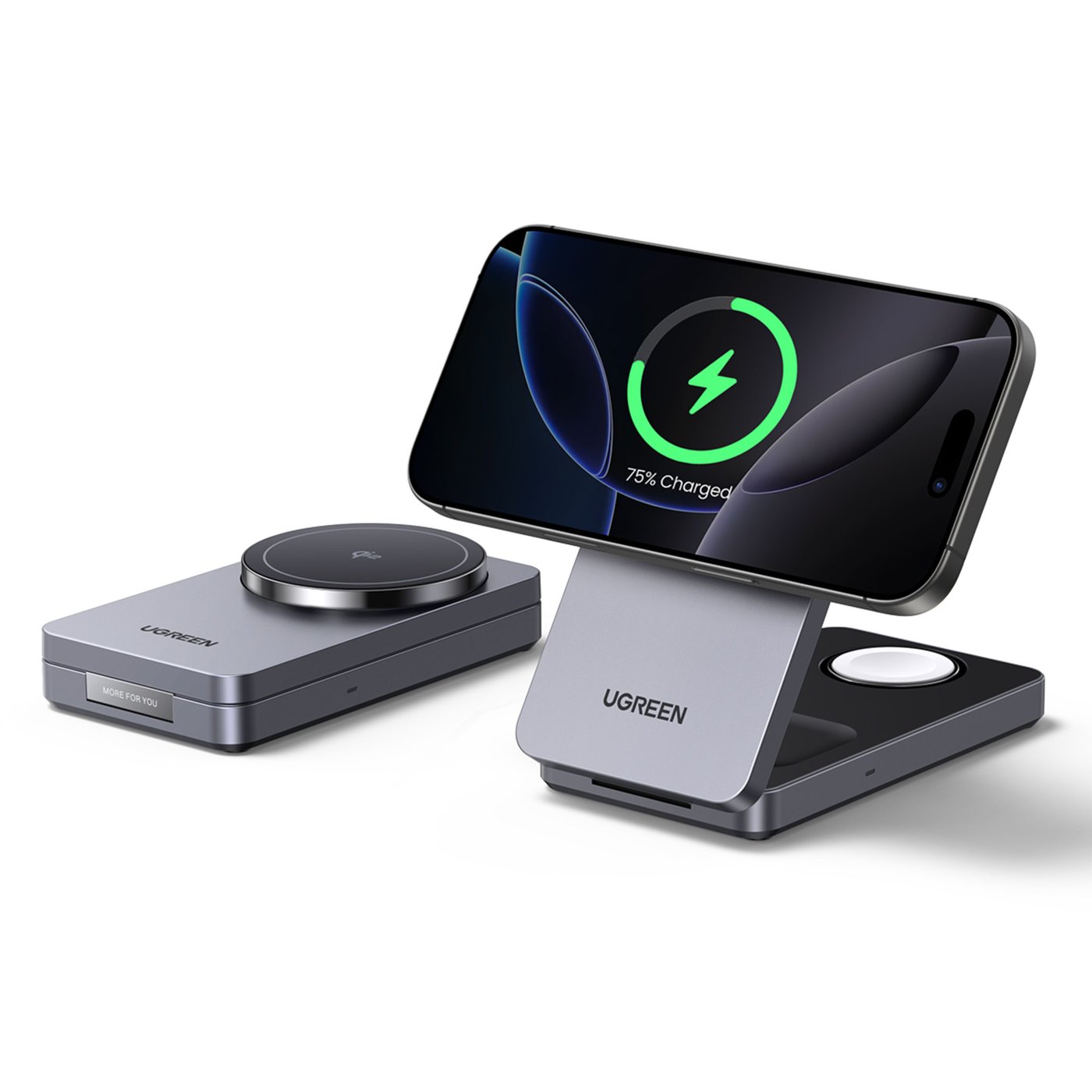 Ugreen 3-i-1 Laddställ med QI2 15 W