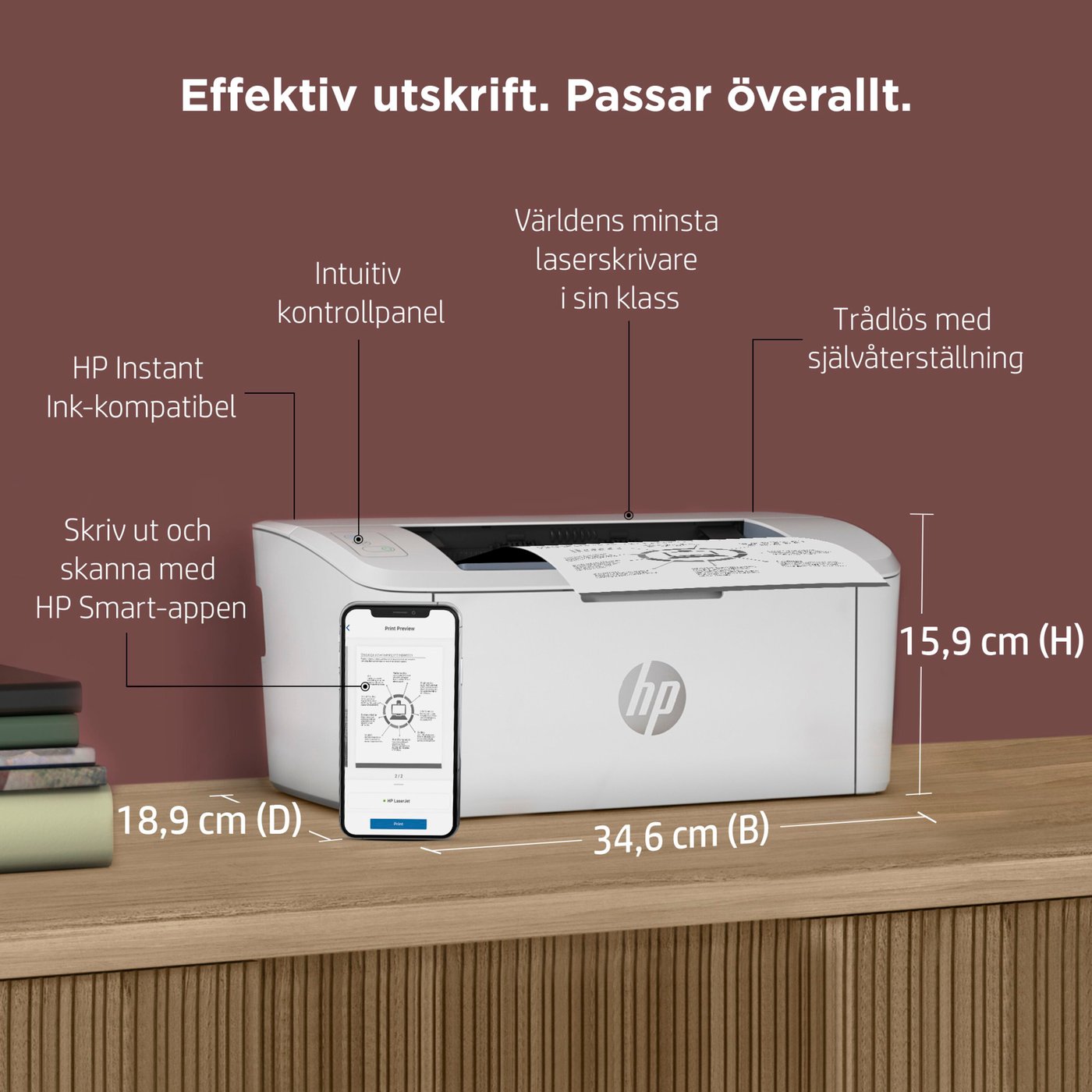 HP LaserJet M110w Laserskrivare