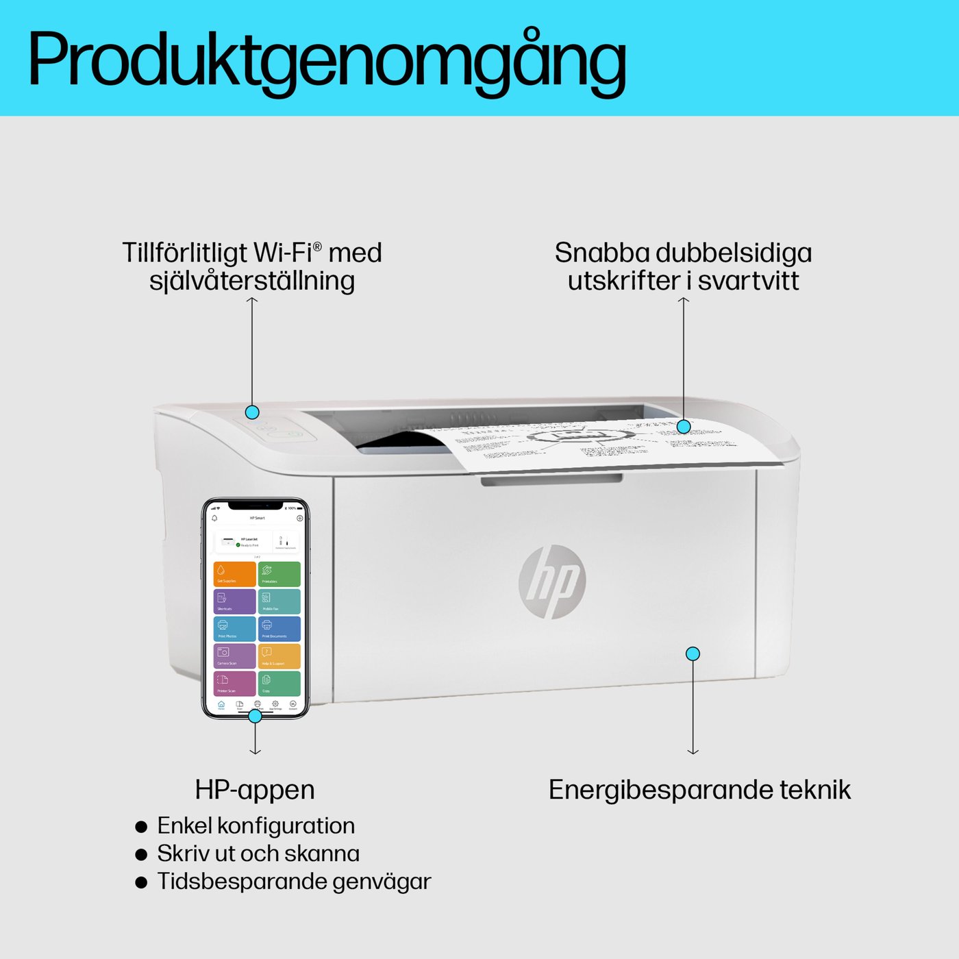HP LaserJet M110w Laserskrivare