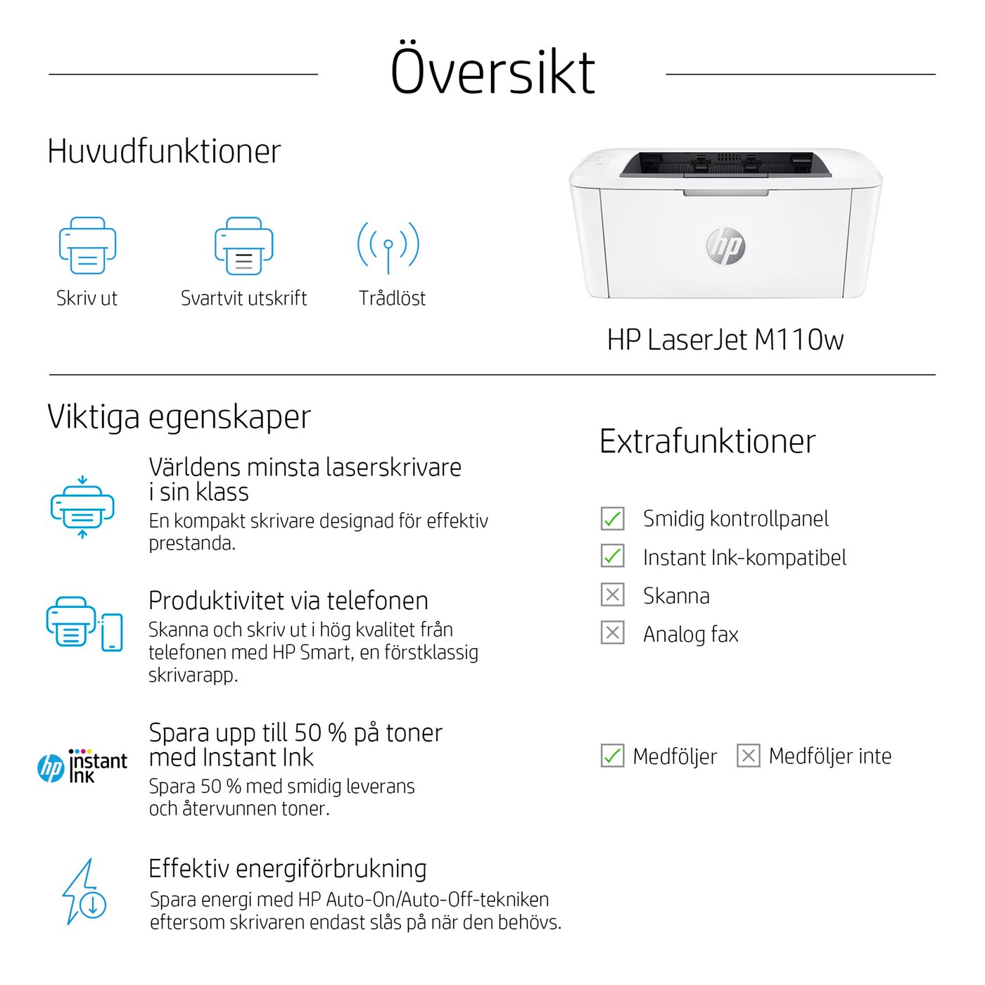 HP LaserJet M110w Laserskrivare