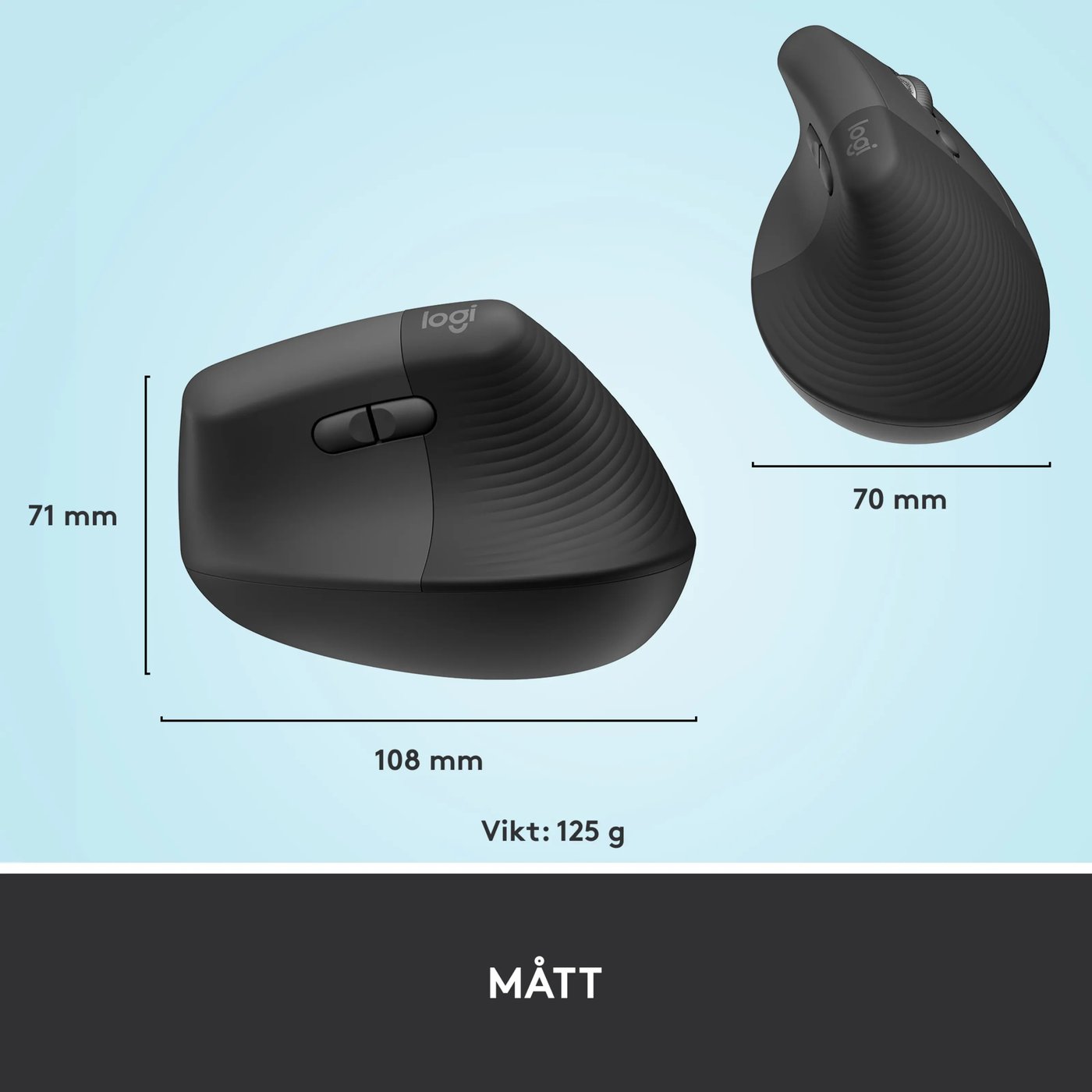 Logitech Lift Vertikal datormus Graphite