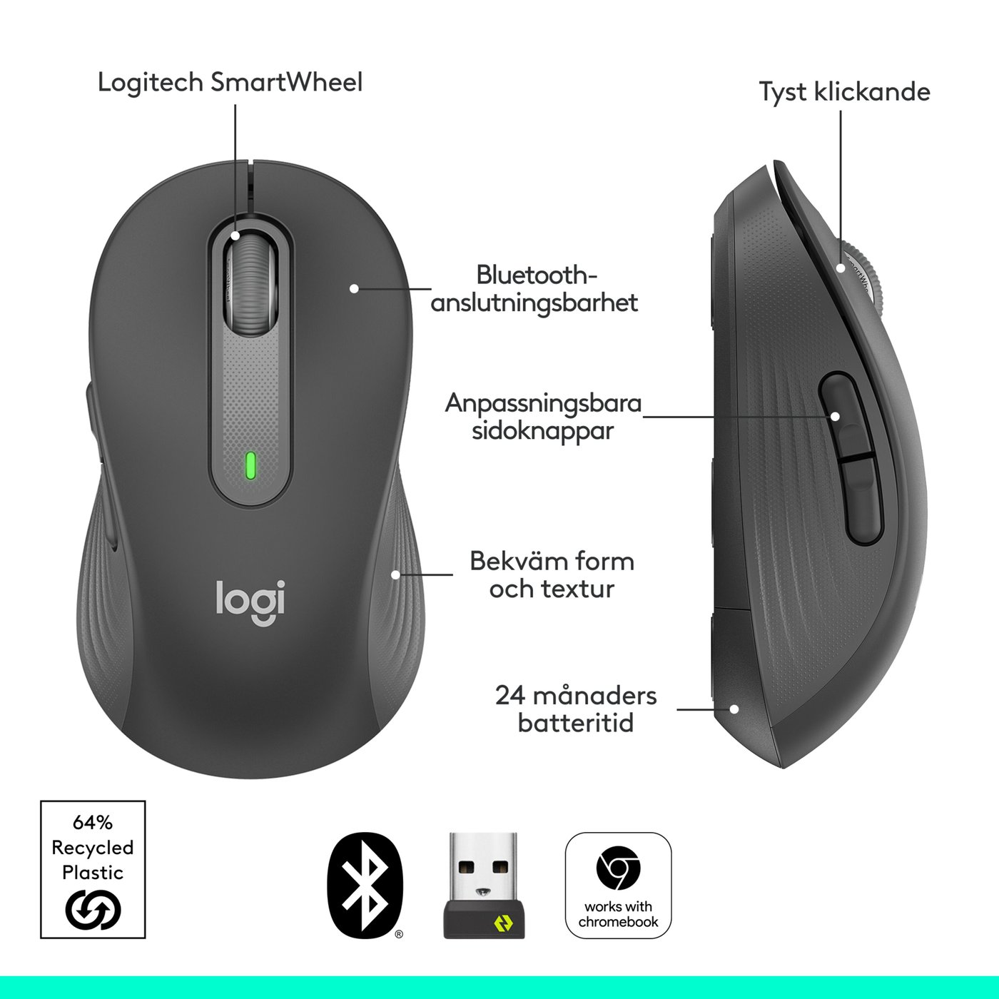 Logitech Signature M650 Trådlös datormus Graphite