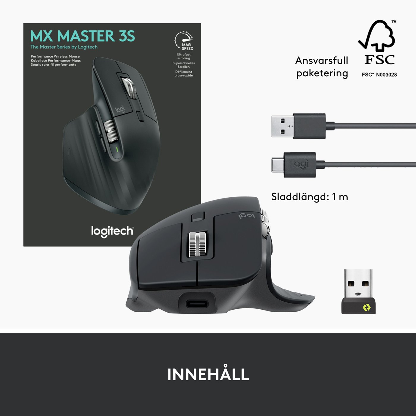 Logitech Mx Master 3s Trådlös datormus Graphite