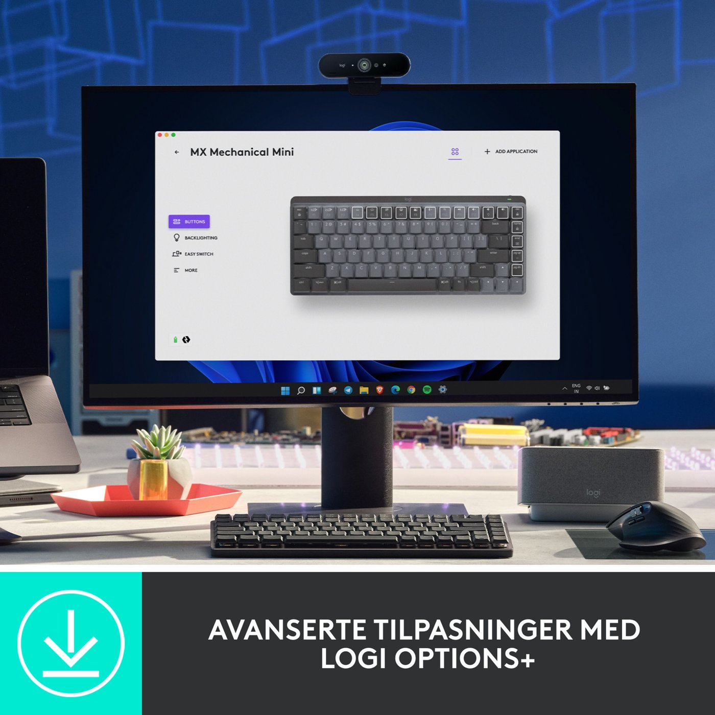 Logitech Mx Mechanical Mini Trådlöst mekaniskt tangentbord Brown Tactile Quiet
