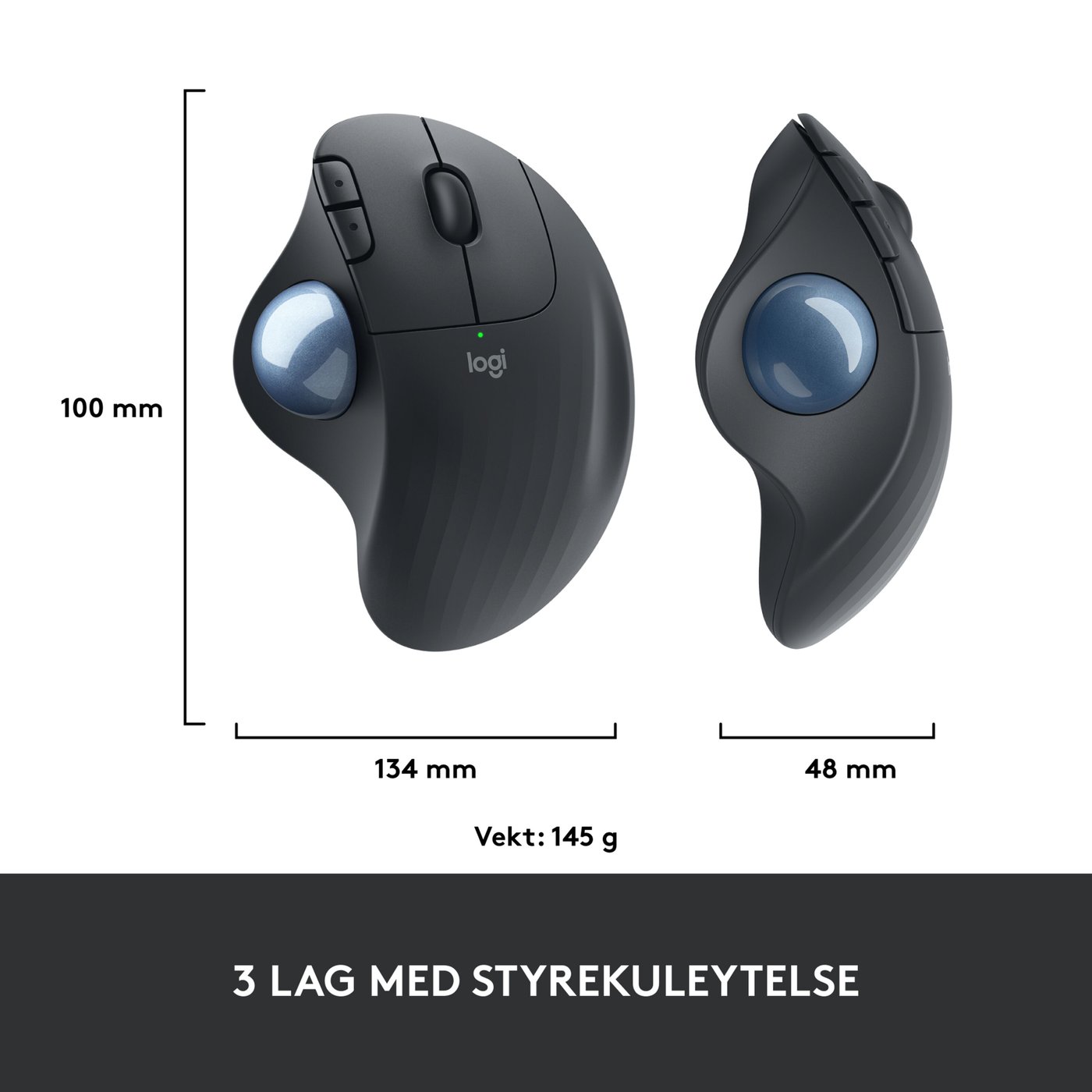 Logitech Ergo M575 Trådløs datamus Svart