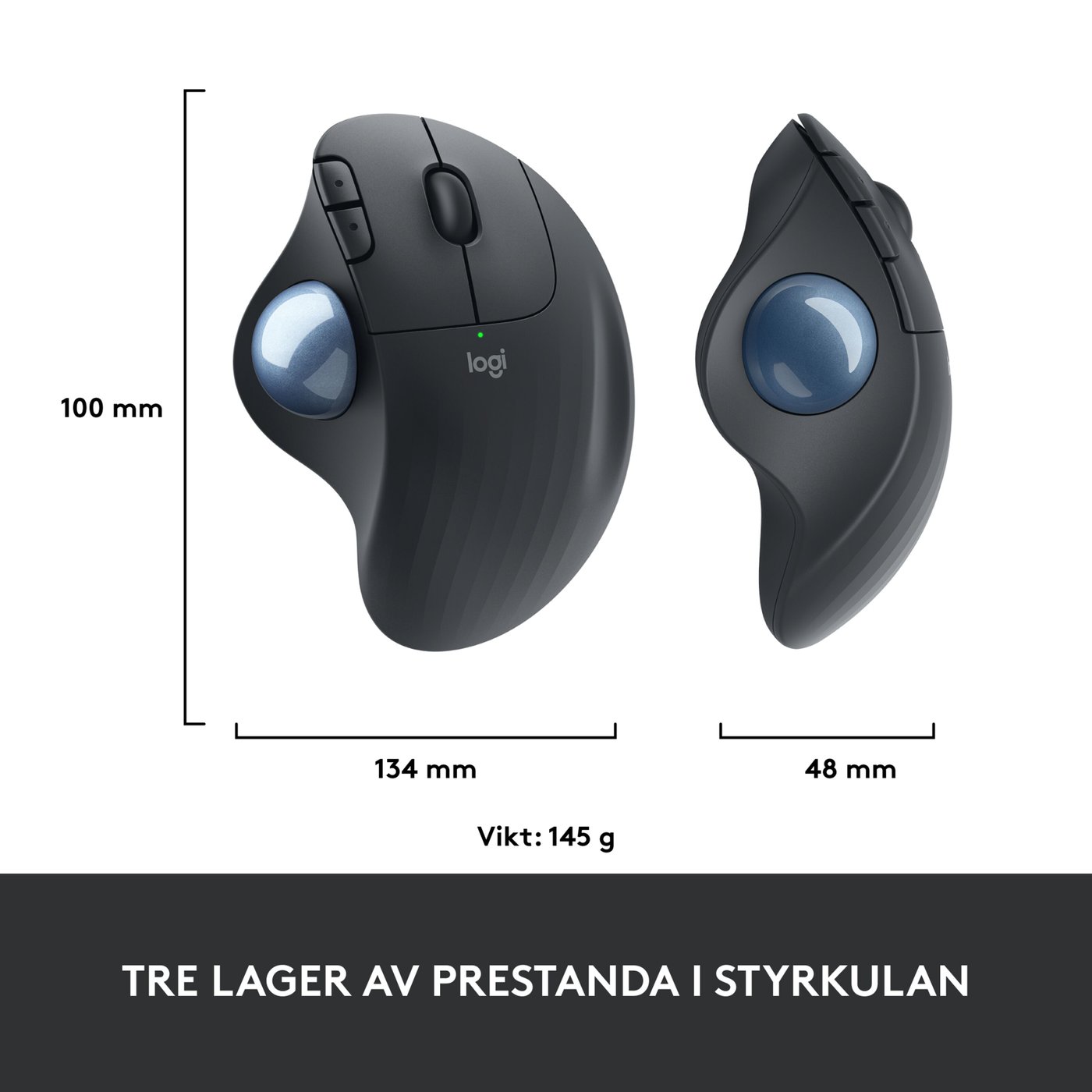 Logitech Ergo M575 Trådlös datormus Svart