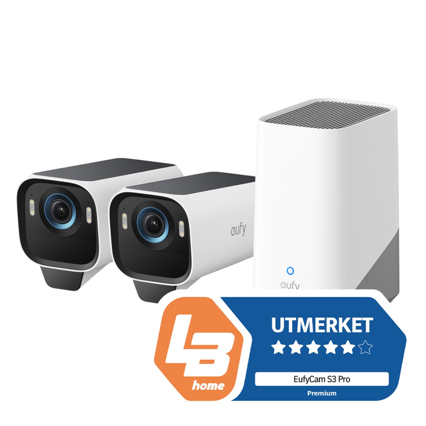 Eufy EufyCam S3 Pro Sett med solpanel og 2 kameraer