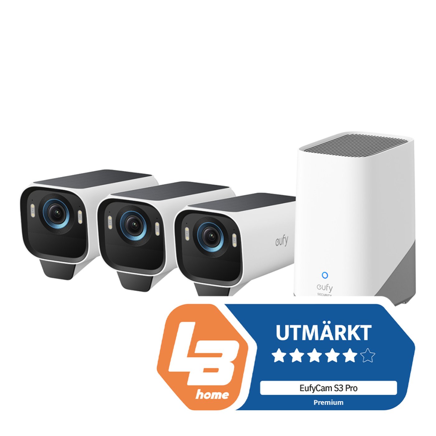 Eufy EufyCam S3 Pro kit med solpanel 3 kameror