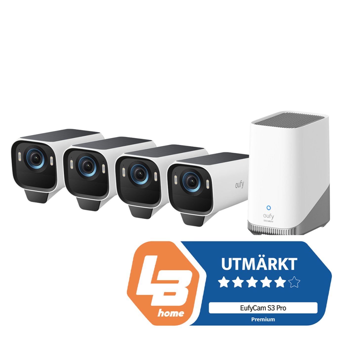 Eufy EufyCam S3 Pro kit med solpanel 4 kameror