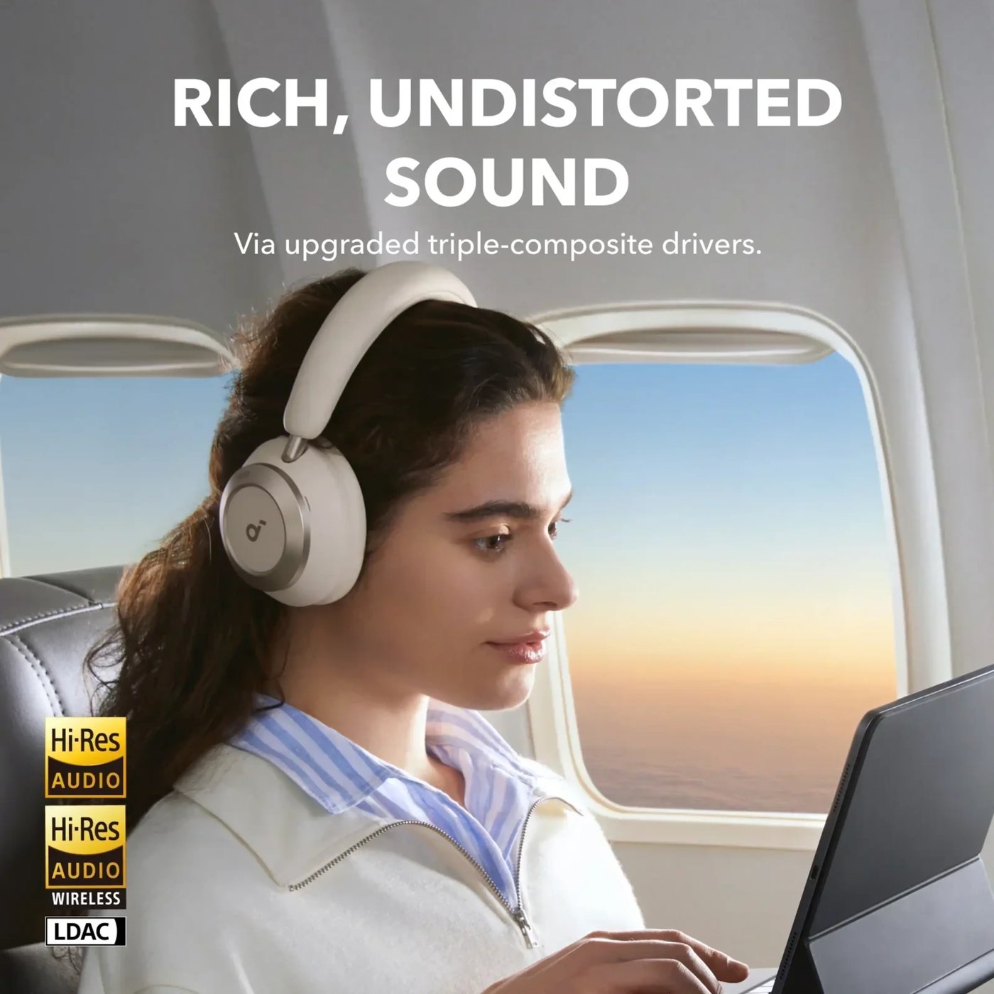 Soundcore Space One Pro Trådløse ANC-hodetelefoner Cream-White