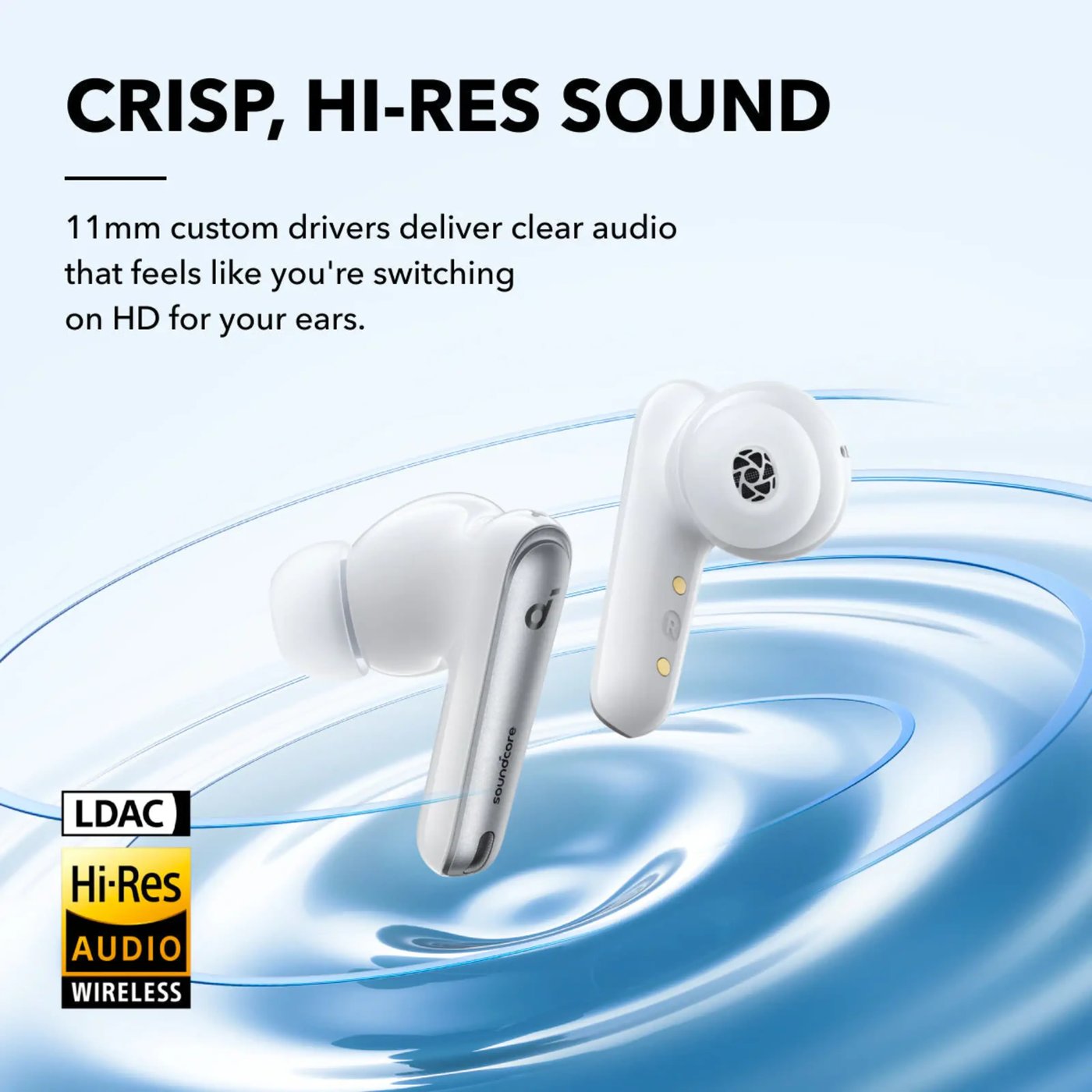 Soundcore Liberty 4 NC trådløse hodetelefoner med støyreduksjon Clear White