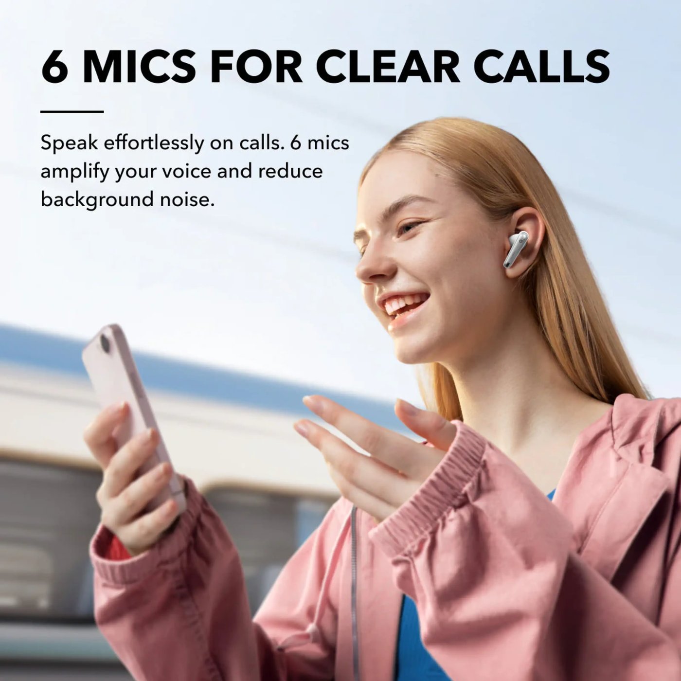 Soundcore Liberty 4 NC trådløse hodetelefoner med støyreduksjon Clear White