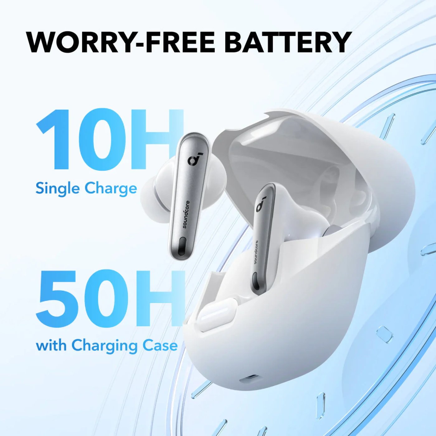 Soundcore Liberty 4 NC trådløse hodetelefoner med støyreduksjon Clear White