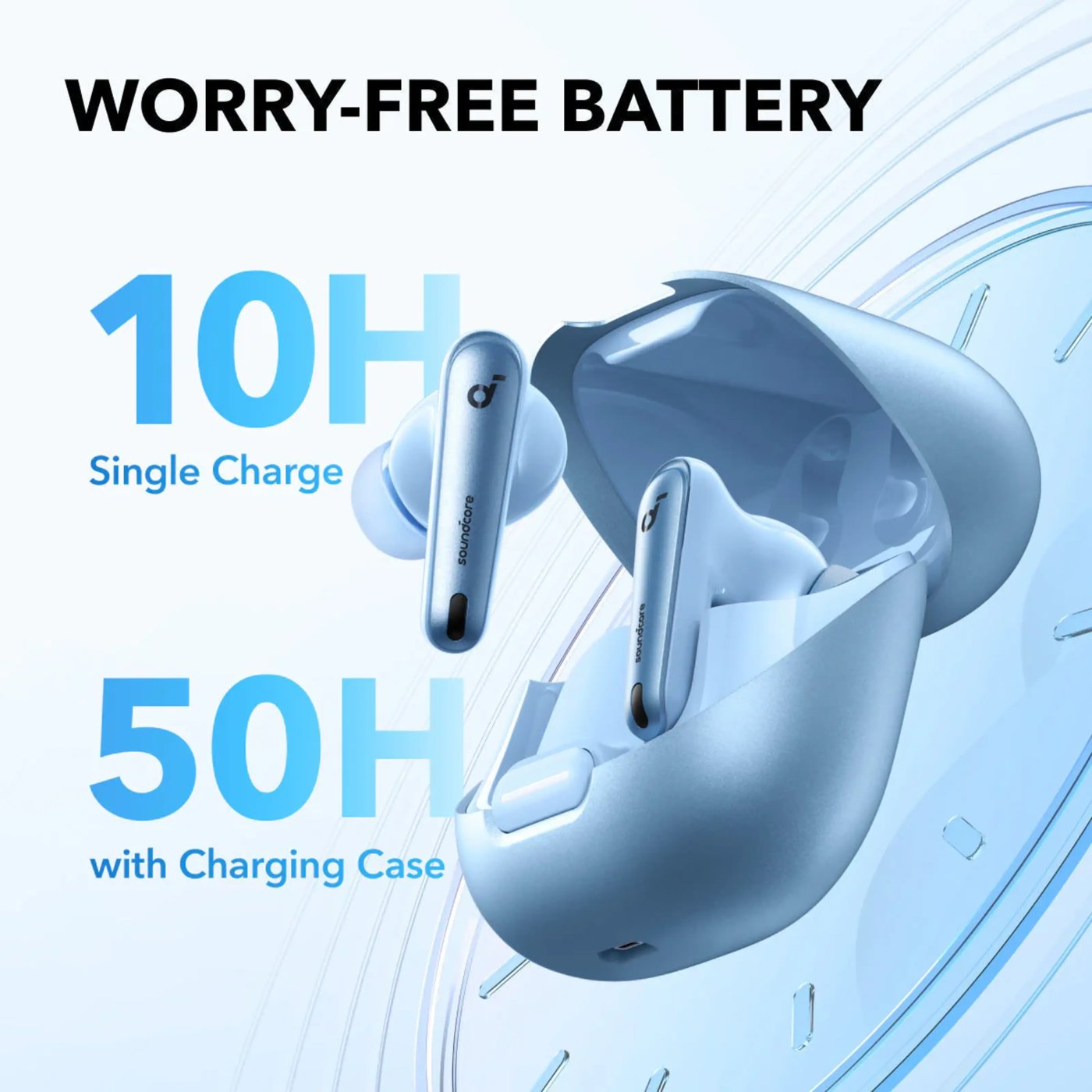 Soundcore Liberty 4 NC trådløse hodetelefoner med støyreduksjon Light Blue