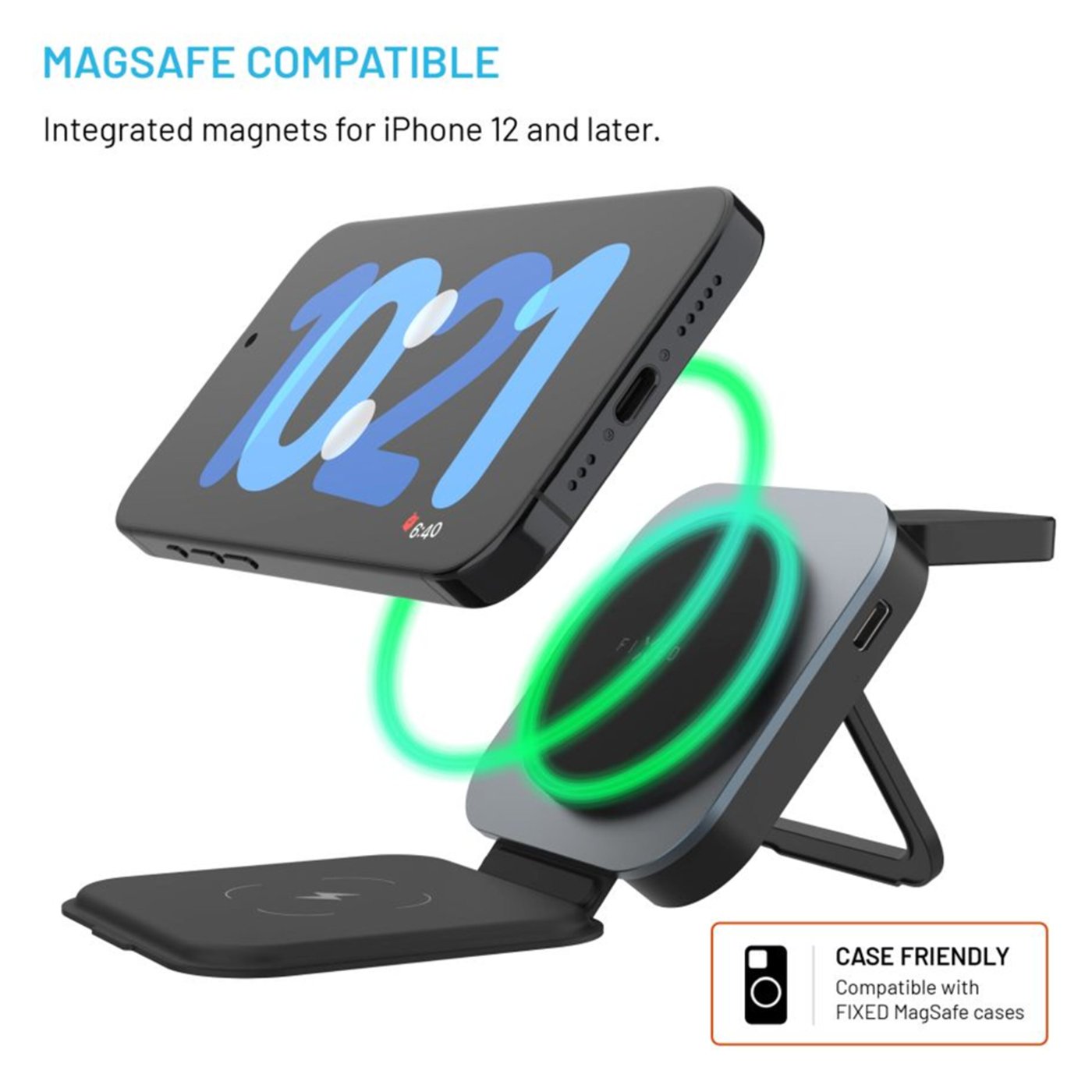 Fixed MagFlex Alu 3-i-1 Trådløs Lader med MagSafe