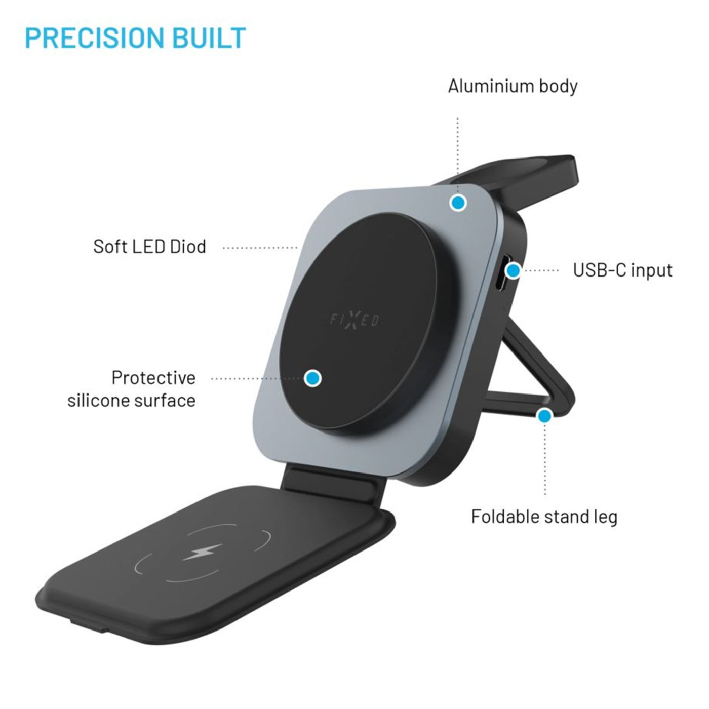 Fixed MagFlex Alu 3-i-1 Trådløs Lader med MagSafe