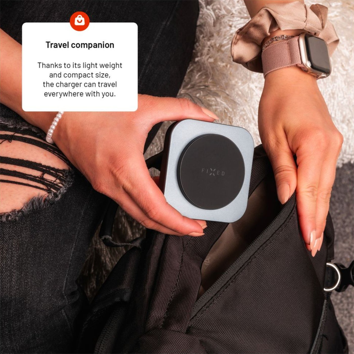 Fixed MagFlex Alu 3-i-1 Trådløs Lader med MagSafe