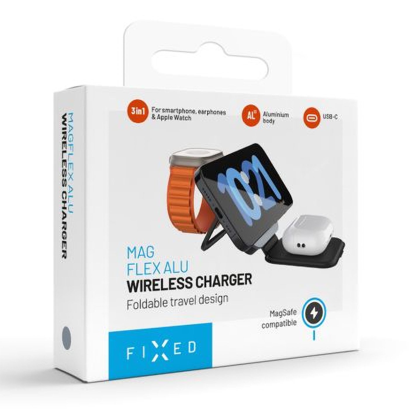 Fixed MagFlex Alu 3-i-1 Trådløs Lader med MagSafe