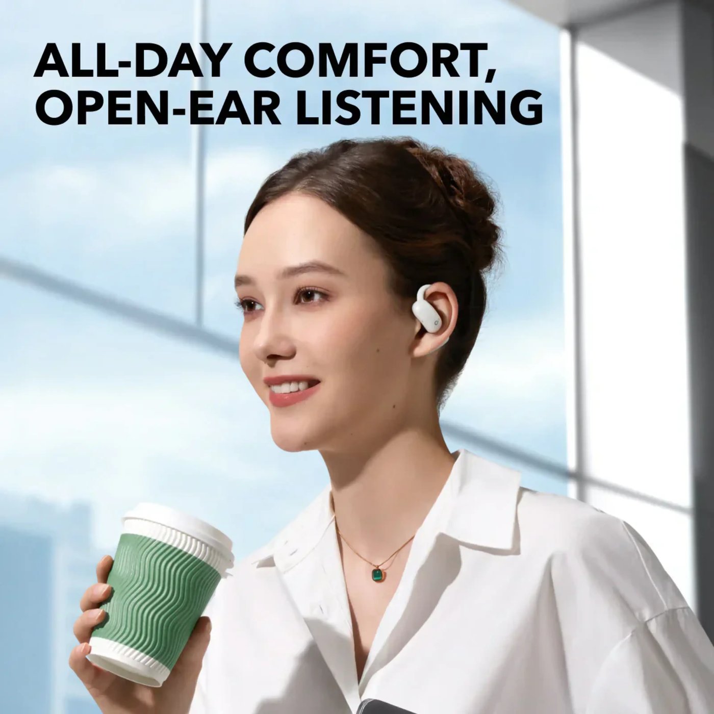 Soundcore AeroFit 2 Open-Ear-hodetelefoner Hvit