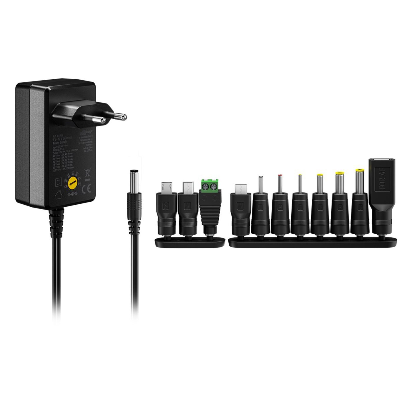 Ställbar nätadapter 3-12 V (DC) 27 W