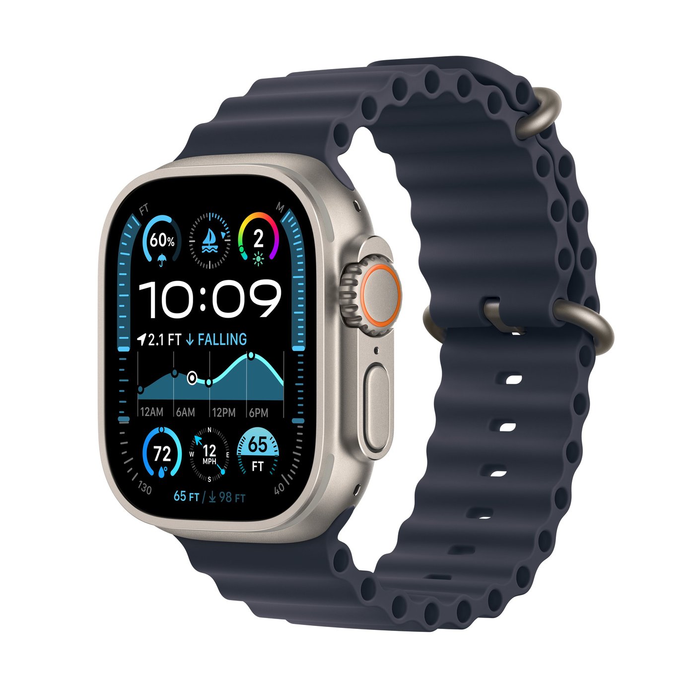 Apple Watch Ultra 2 GPS + Cellular Natural Titanium Case med Navy Ocean band
