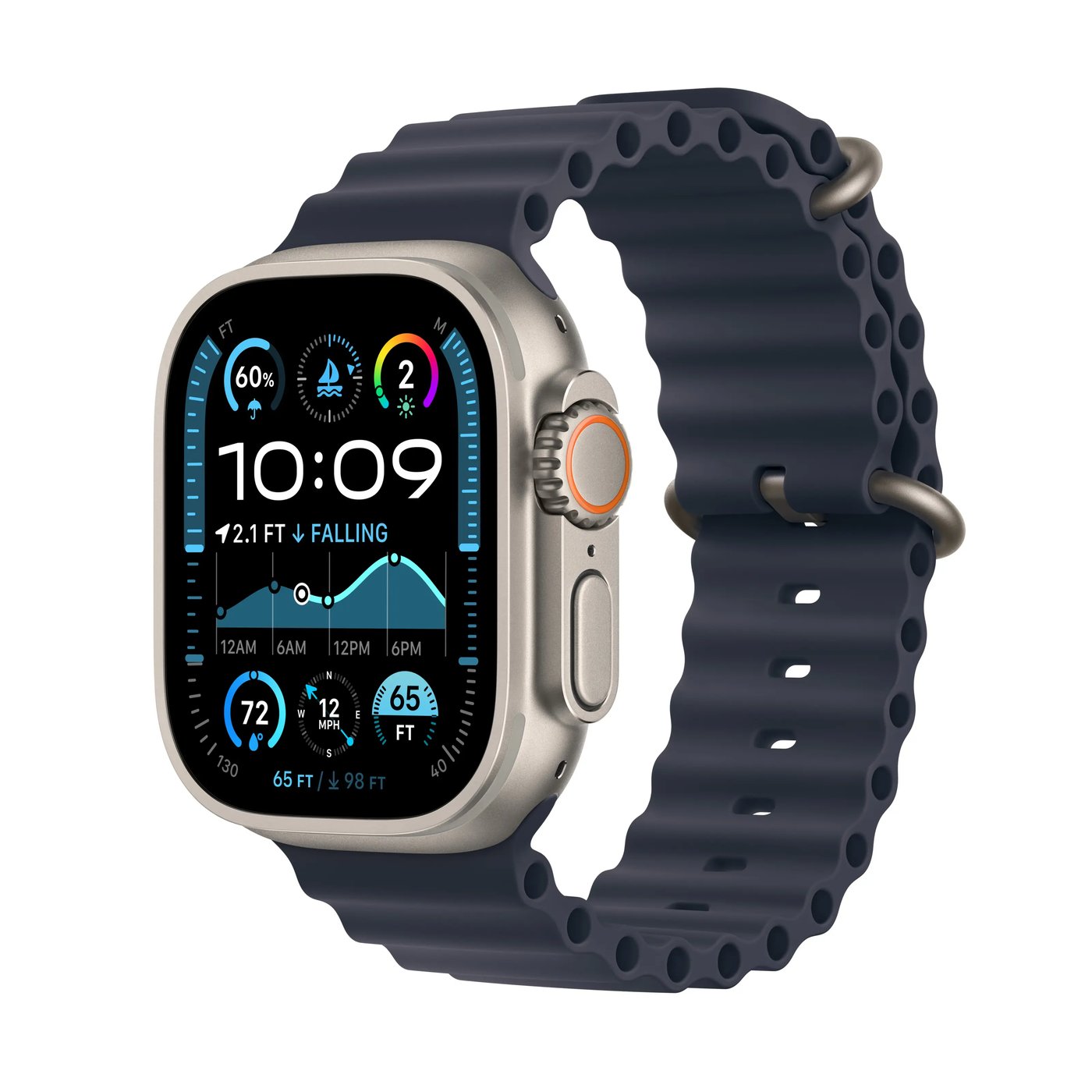 Apple Watch Ultra 2 GPS + Cellular Natural Titanium Case med Navy Ocean band