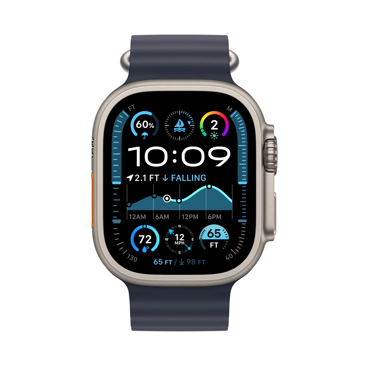 Apple Watch Ultra 2 GPS + Cellular Natural Titanium Case med Navy Ocean band