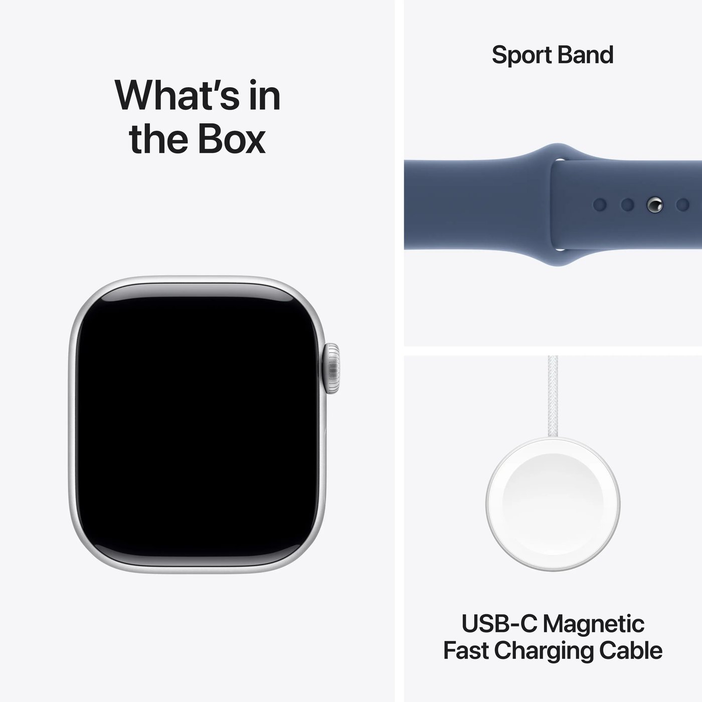Apple Watch Series 10 GPS 42 mm Silver Case med Denim Sport Band M/L