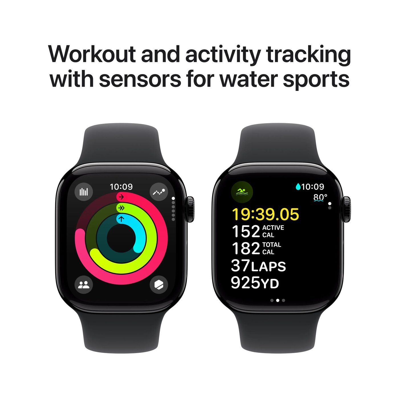 Apple Watch Series 10 GPS 42 mm Jet Black Case med Black Sport Band S/M