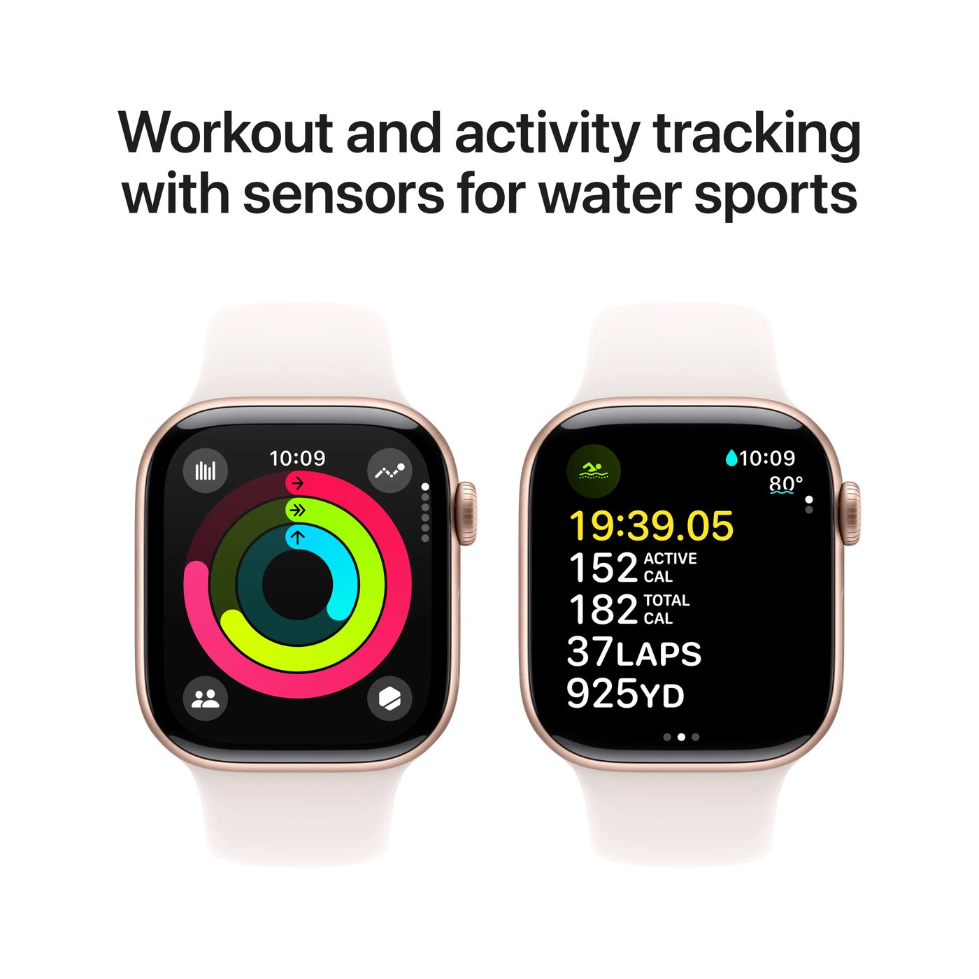 Apple Watch Series 10 GPS 42 mm Rose Gold Case med Light Blush Sport Band S/M