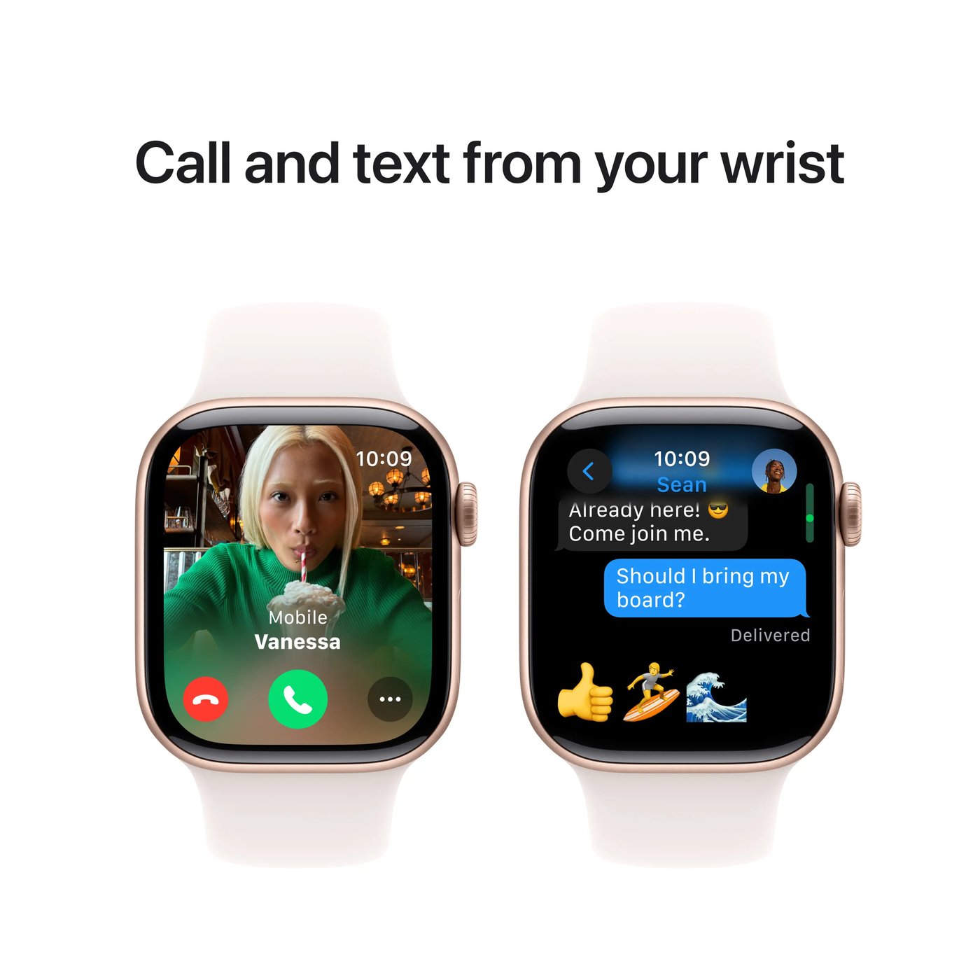 Apple Watch Series 10 GPS 42 mm Rose Gold Case med Light Blush Sport Band S/M