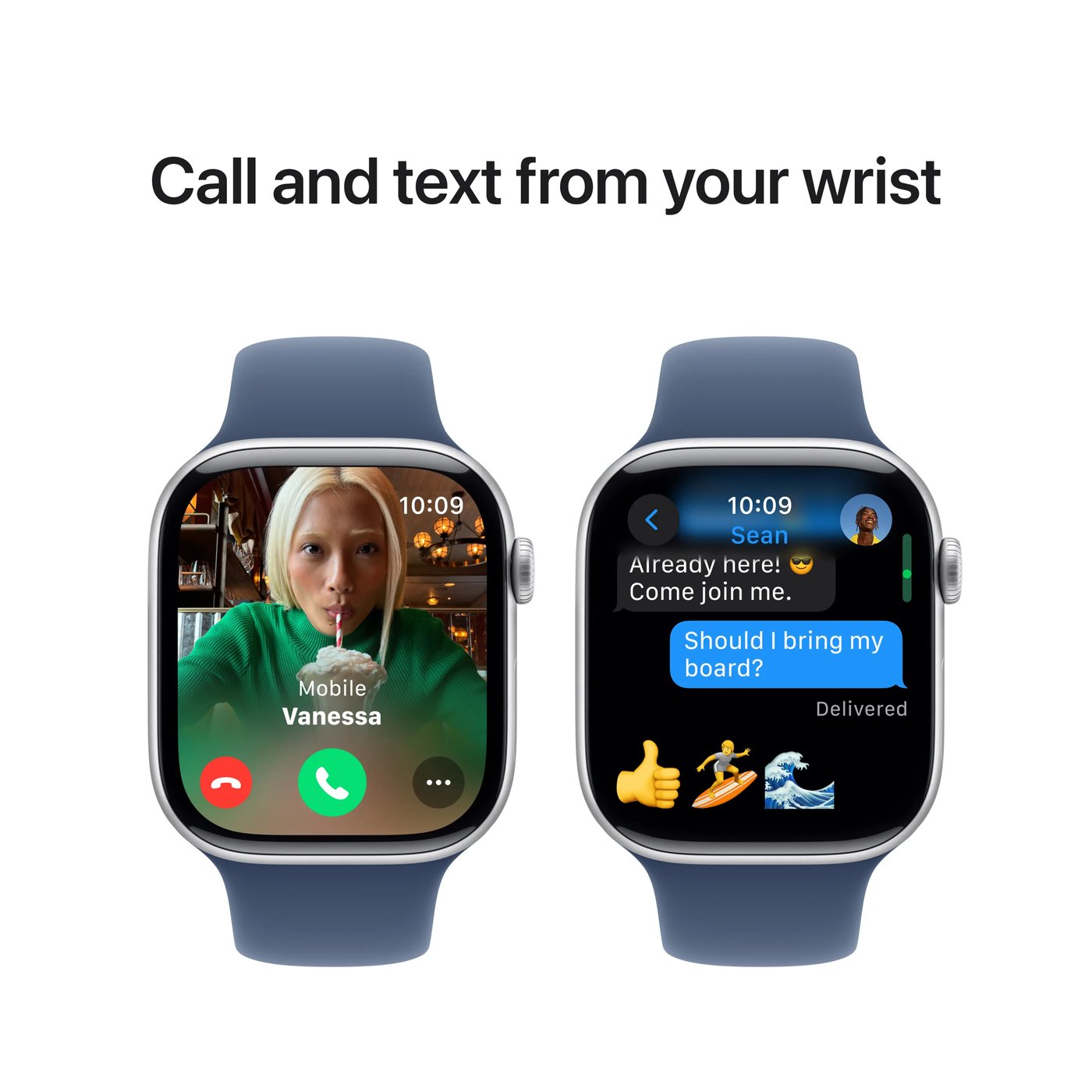 Apple Watch Series 10 GPS 46 mm Silver Case med Denim Sport band M/L