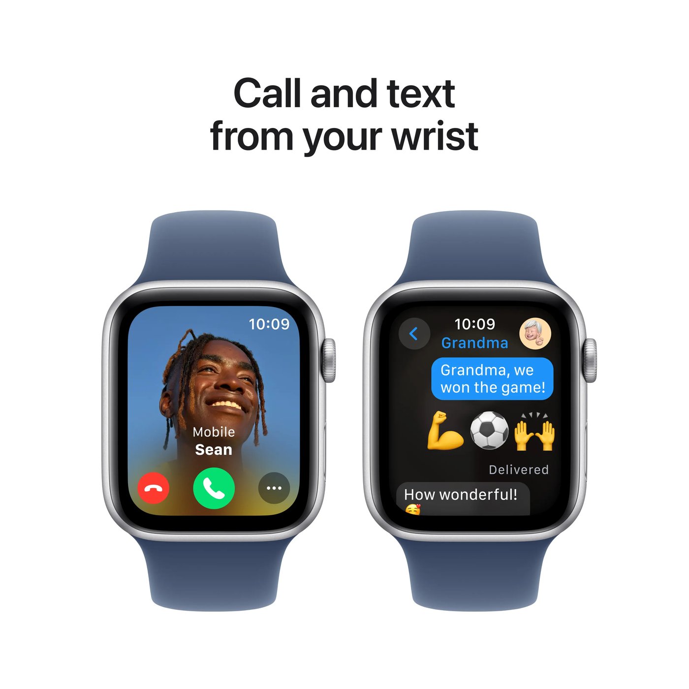 Apple Watch SE GPS 44 mm Silver Case med Denim Sport band M/L