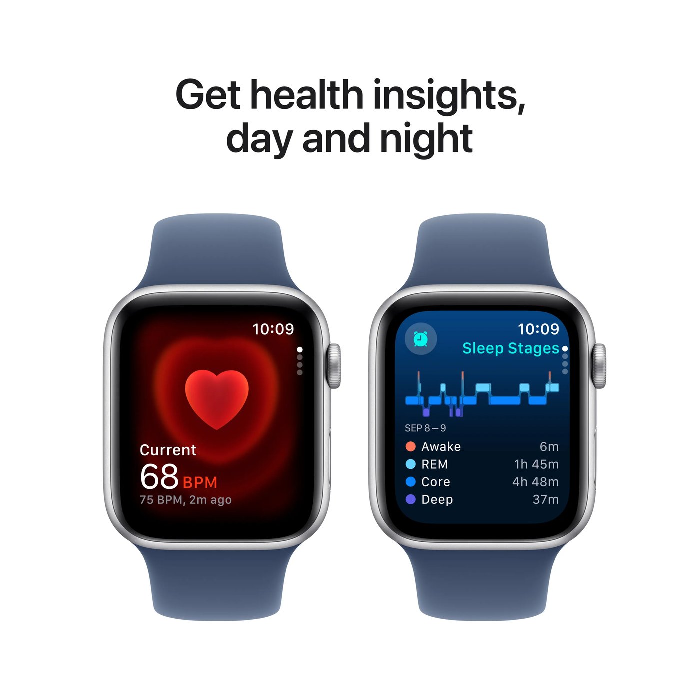 Apple Watch SE GPS 44 mm Silver Case med Denim Sport band M/L